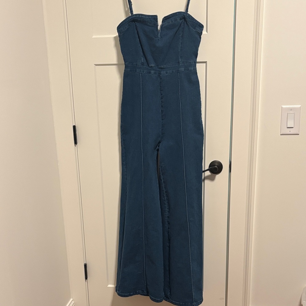 Jealous Tomato Wide-Leg Denim Jumpsuit